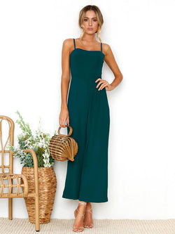 DarkSlateGray Sleeveless Fashion Backless Jumpsuit - Landing Closet