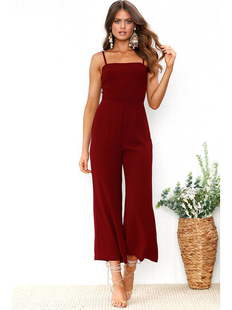 DarkSlateGray Sleeveless Fashion Backless Jumpsuit - Landing Closet