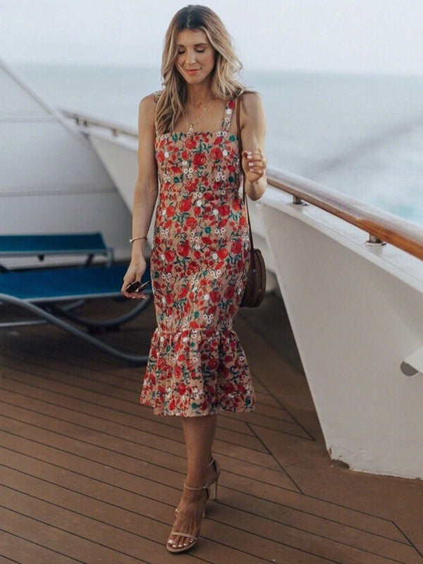 Floral Off Shoulder Sleeveless Dress - Landing Closet