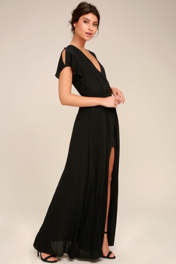 Navy Short Sleeve Sexy Summer V-Neck Maxi Dress