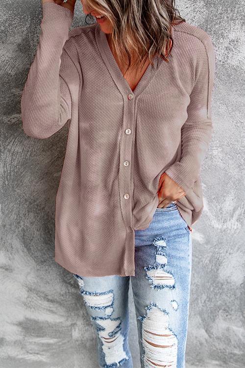 V Neck Button Down Tie Dye Knit Top