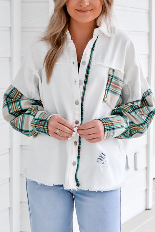 Forest Morning Plaid Button Front Shacket