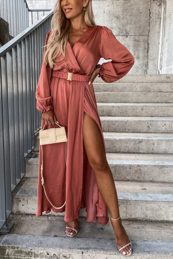 Creating Magic Long Sleeve Belted Maxi Dress