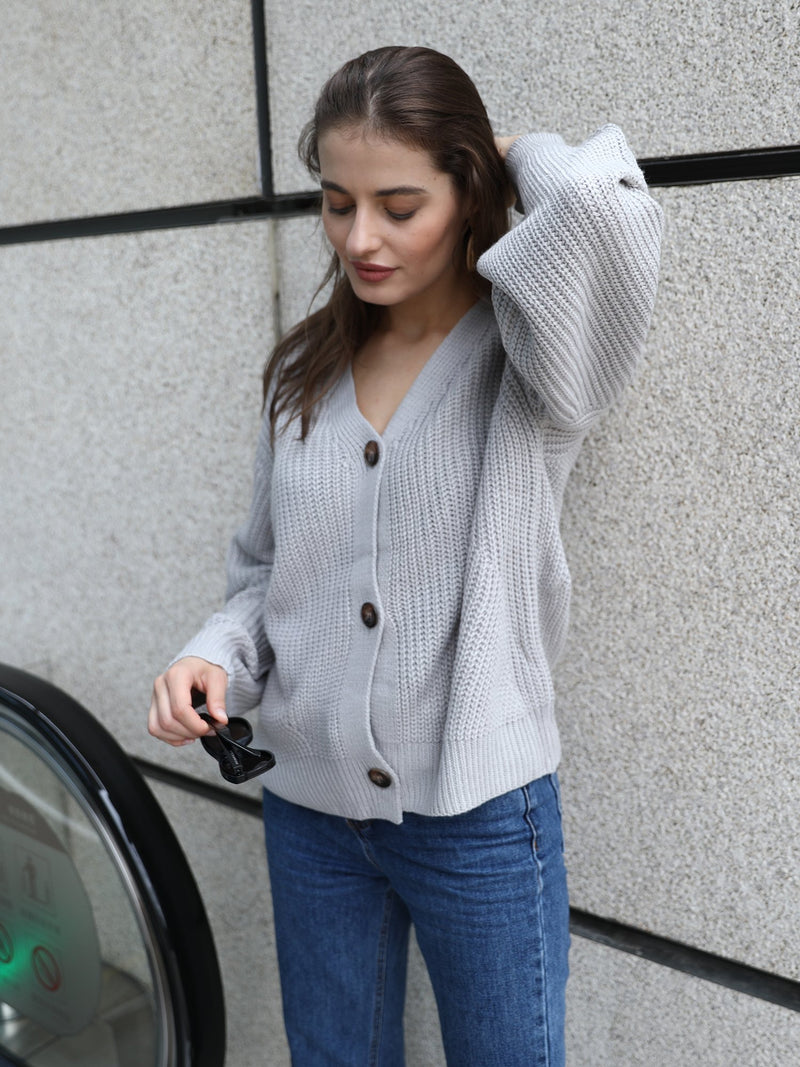 V-neck Knitted Loose Sweater