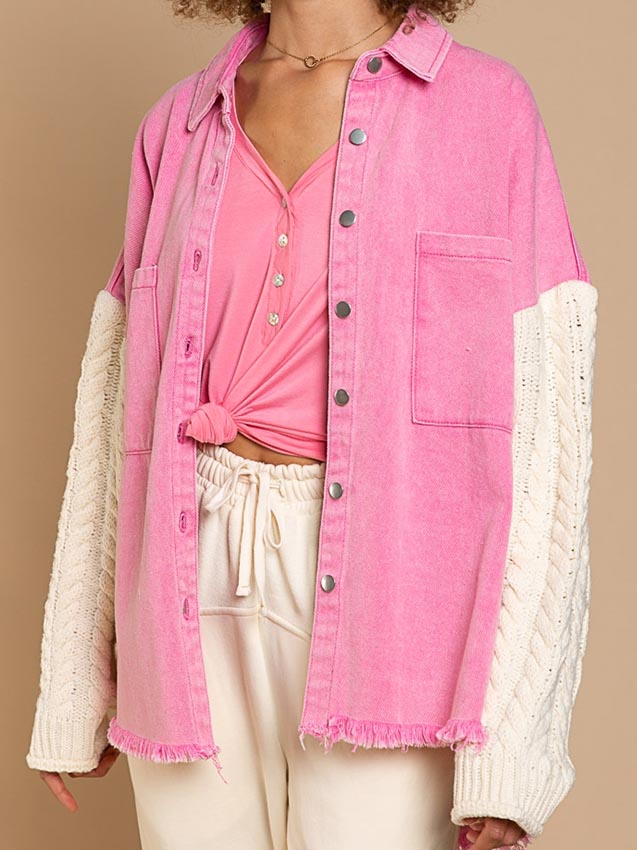 Fashion Bend Down Collar Long Sleeve Button Down Top Jacket