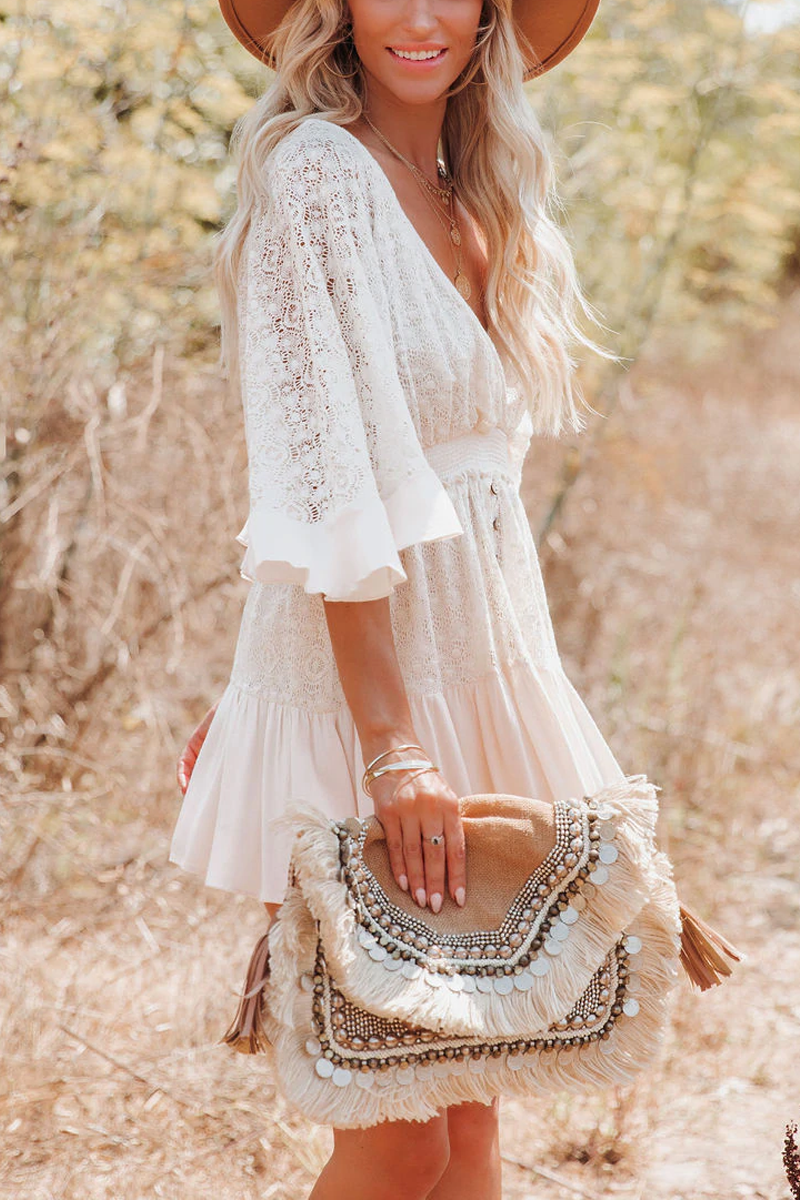 Fly Far Cotton Blend Crochet Dress