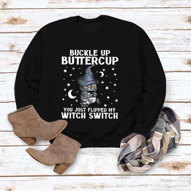 Buckle Up Printed Crew Neck Sweatshirt