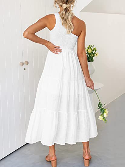 One Shoulder Sleeveless High Waist Maxi Dress