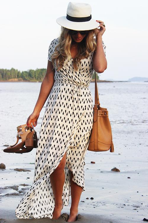 Tie-waist Geometric Print Maxi Dress