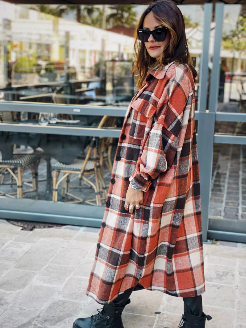 Casual Loose Button Down Plaid Cardigan