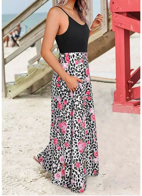 Spaghetti Strap Floral Sleeveless Maxi Dress