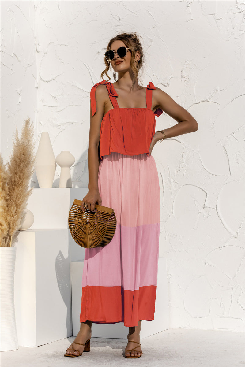 Sleeveless Square Neck Adjustable Straps Maxi Dress