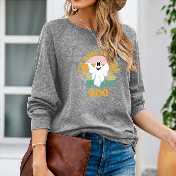 Boo Printed Long Sleeve Sweatshirt