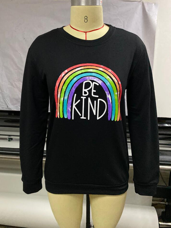 Graphic Printed Be Kind Crewneck Sweatshirt