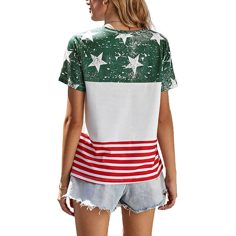 Crew Neck Short Sleeve Casual Star Printed T-Shirt