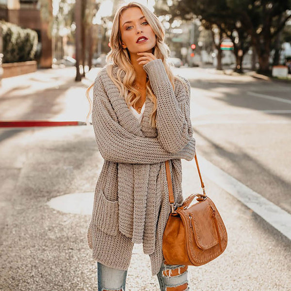 Long Sleeve Hollow Long Cardigan Sweater