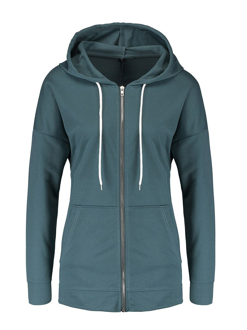 Casual Long Sleeve Zip Up Hoodie - Landing Closet