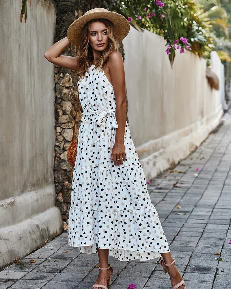 Polka Dot Sleeveless Long Dress