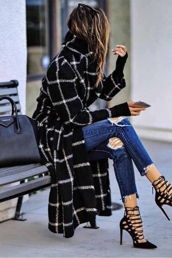 Fashion Grid Winter Plaid Coat