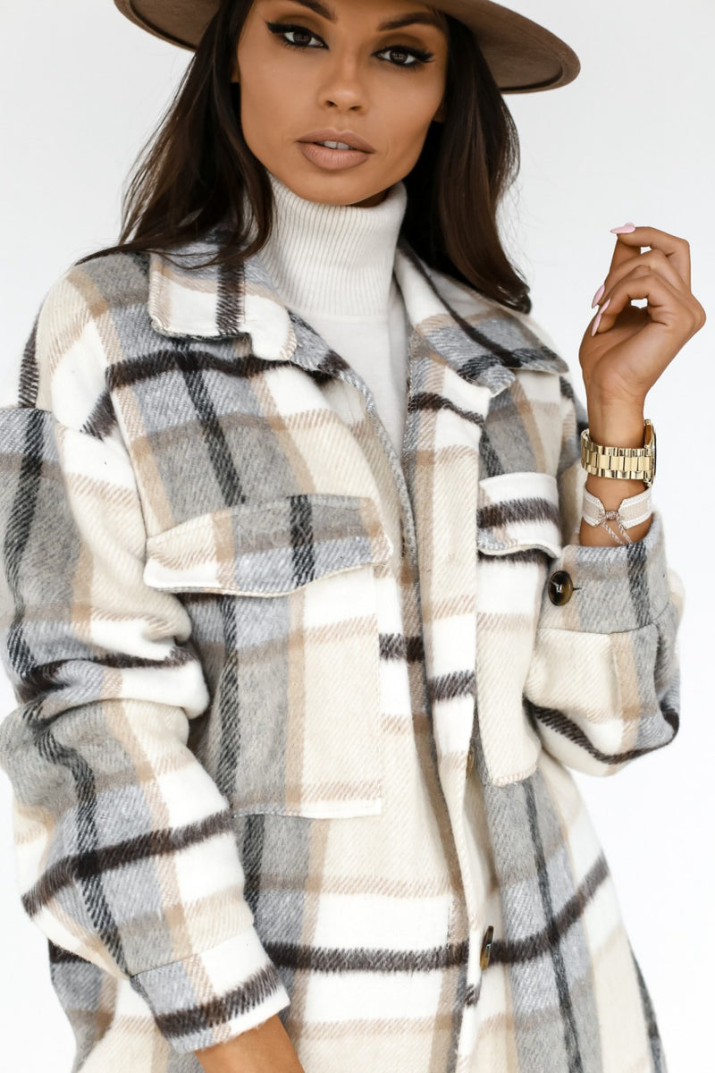 Plaid Benddown Collar Jacket Outerwear