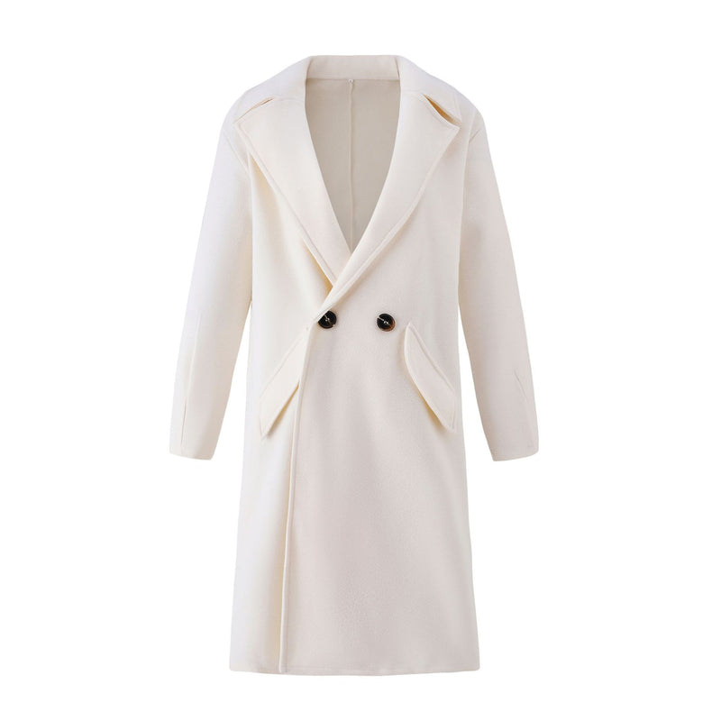 Lapel Open Front Long Jacket Trench Coat Outwear