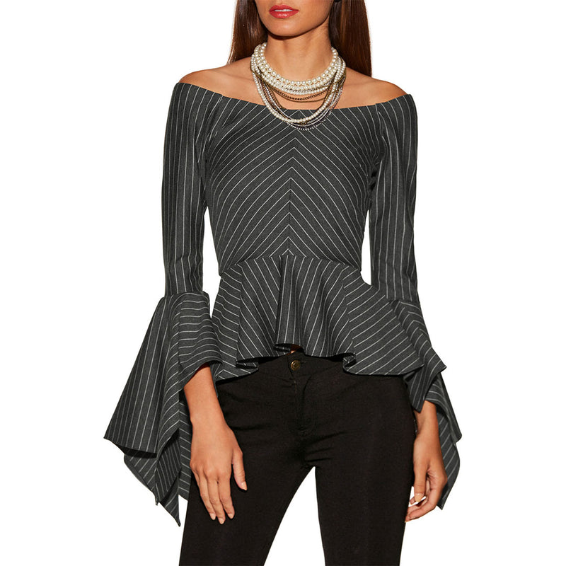 Long Sleeves Crew Neck Irregular Hem Top