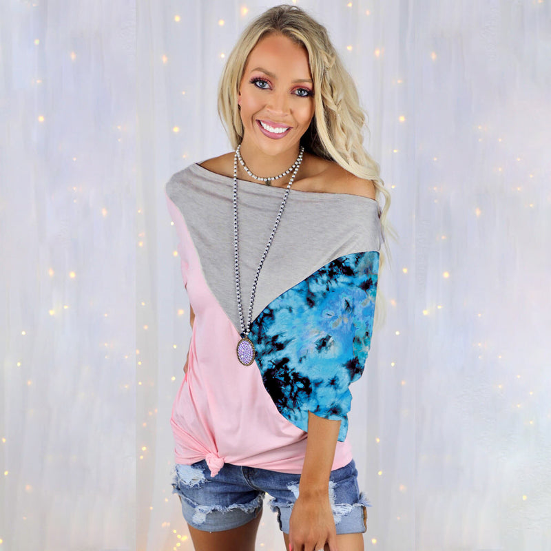 One Shoulder Short Sleeve Loose Top