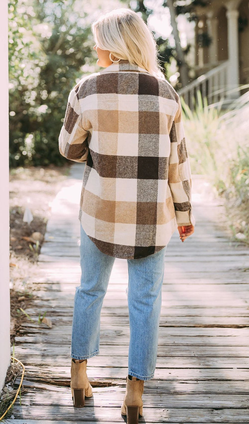 Plaid Button Down Shacket Top