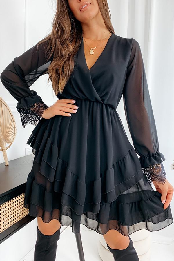 Dreams of NYC Lace Ruffle Tiered Dress