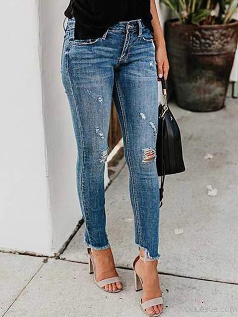 Skinny Ripped Denim Pants