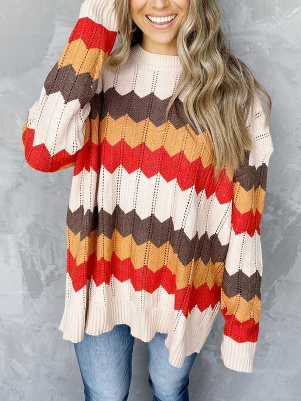 翻译0914 Zigzag Stripe Hit Color Sweater