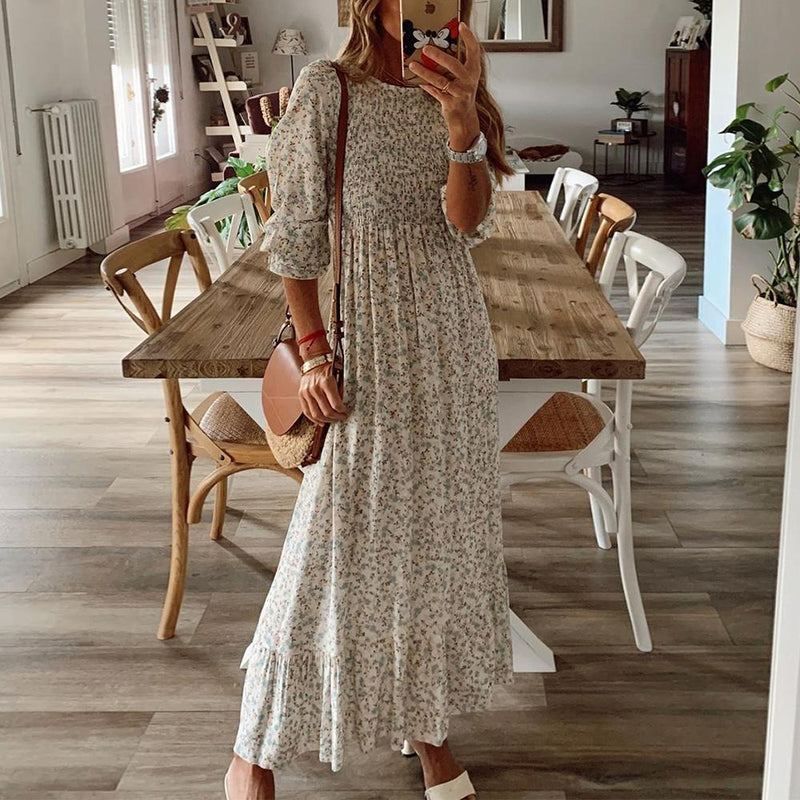 Sweet as Honey Floral Print Maxi Dress-