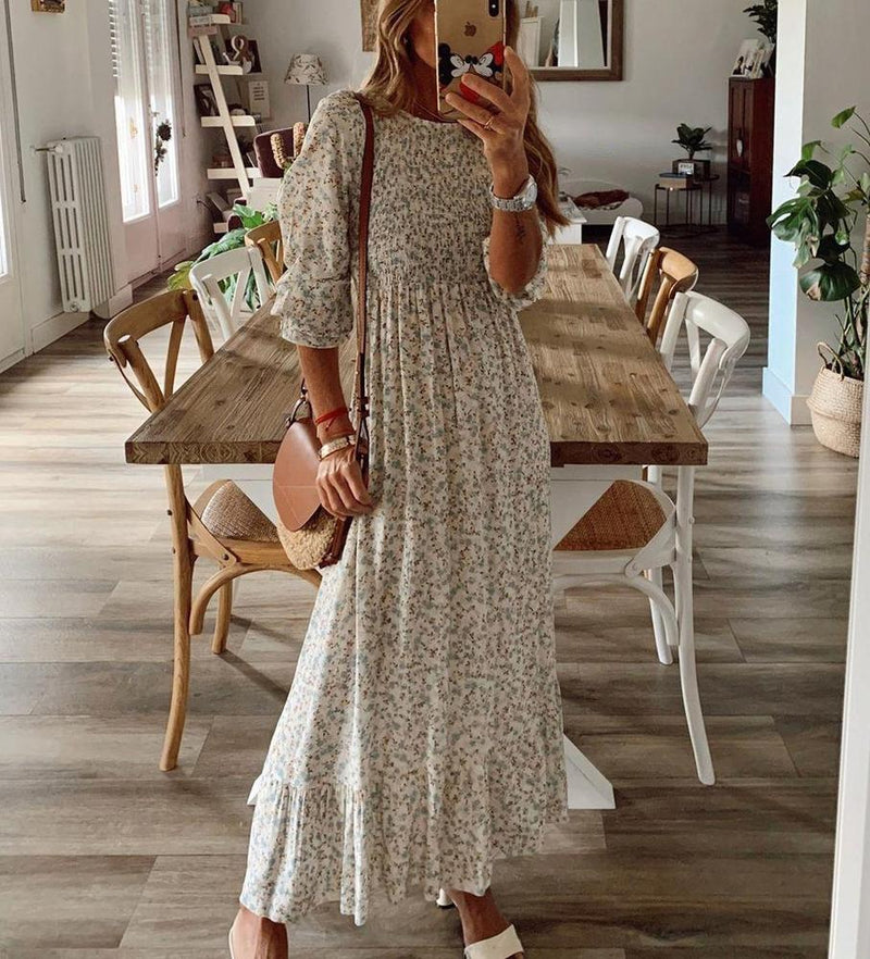 Sweet as Honey Floral Print Maxi Dress-