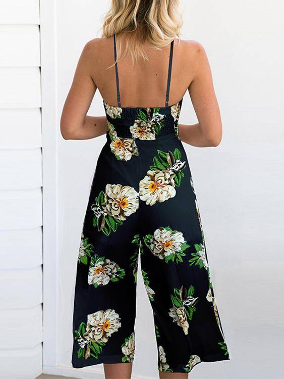 Floral Print Wide Leg Jumpsuit - Landing Closet