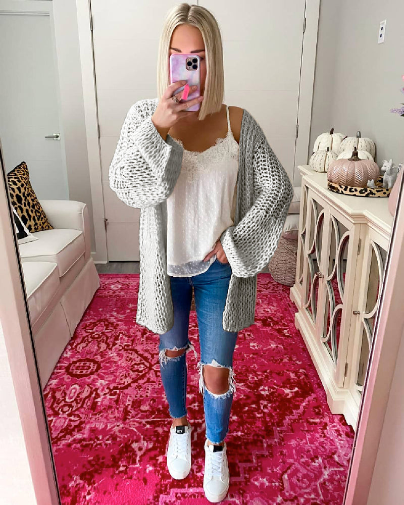 Open Front Chunky Knit Cardigan Oversized Sweater