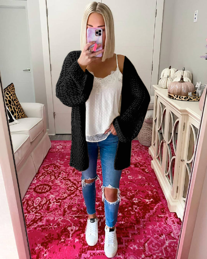 Open Front Chunky Knit Cardigan Oversized Sweater