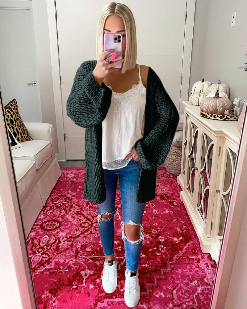 Open Front Chunky Knit Cardigan Oversized Sweater