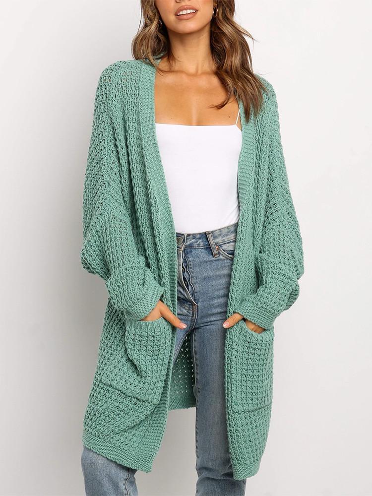 Loose Solid Color Pocket Cardigan