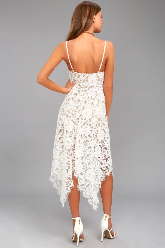 One Wish Lace Midi Dress White