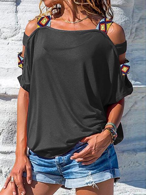 Solid Color Cold Shoulder Tops