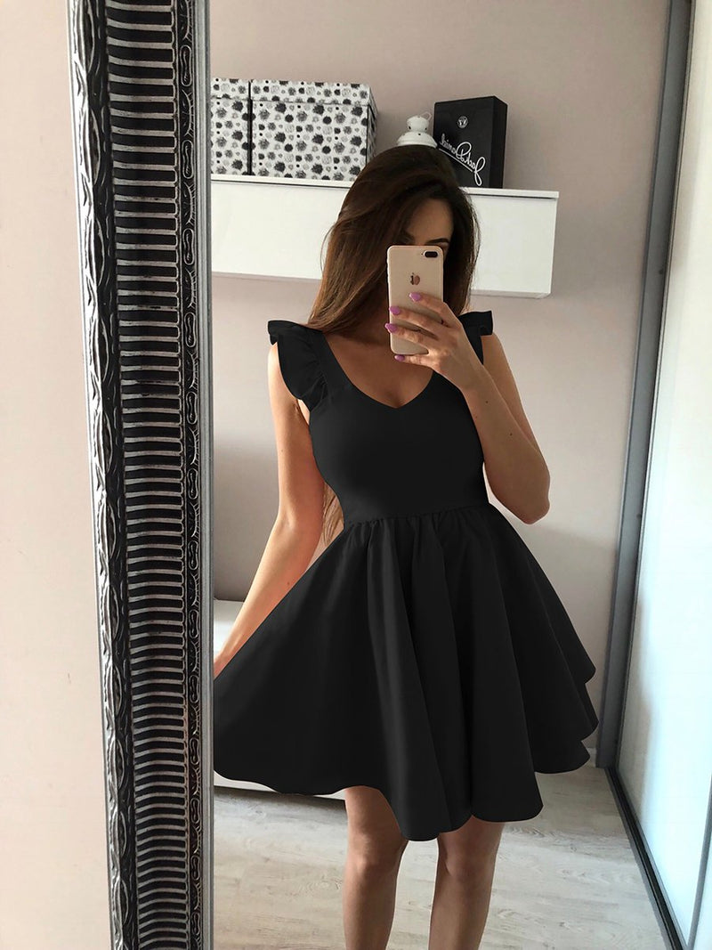 V-neck Sleeveless Bodycon Ruffle Pleated Mini Dress