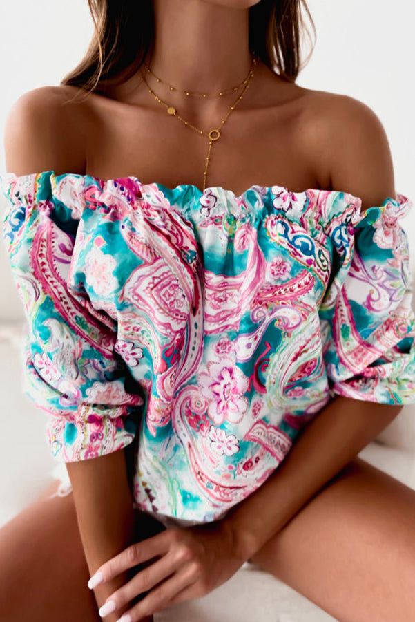 Floral Off Shoulder Long Sleeve Blouse