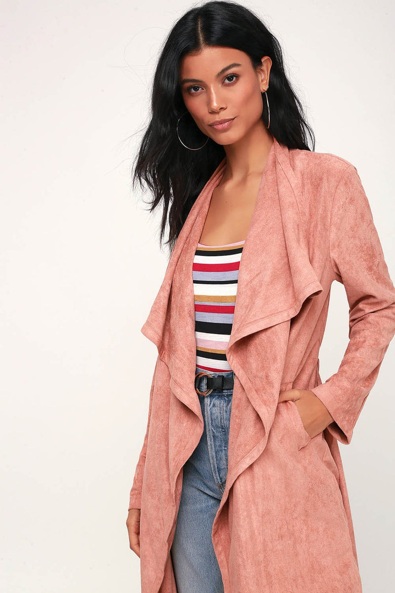 City of Trees Suede Jacket Coat Outerwear Pink - Landing Closet