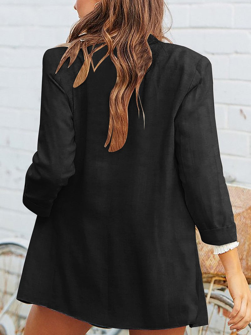 Super Chic Lapel Collar Pocket Blazer Jacket