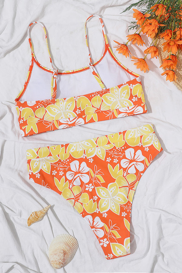 Daring Heart Floral High Waist Bikini Set