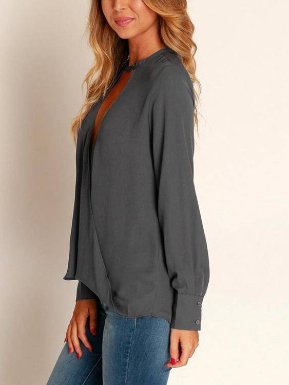 7/27 Wrap Front Deep V-neck Blouse - Landing Closet