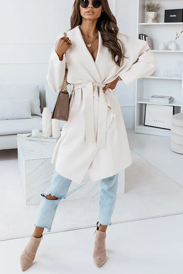 On Another Level Belted Wrap Midi Coat