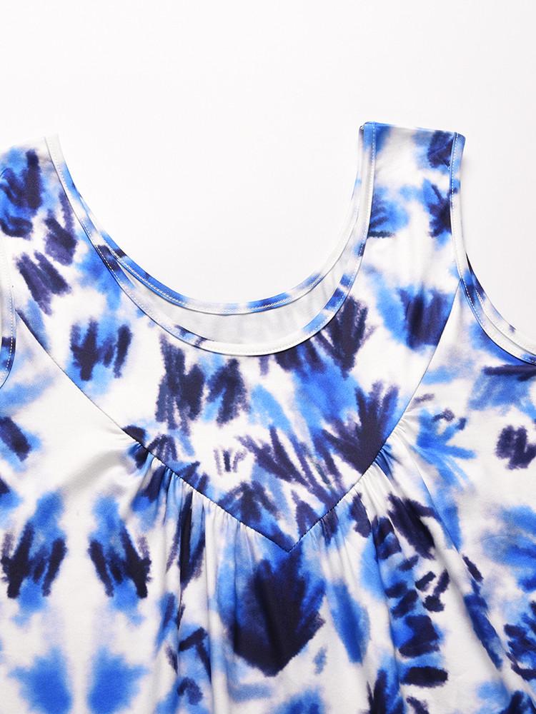 Tie-Dye Print Sleeveless A-Line Dress