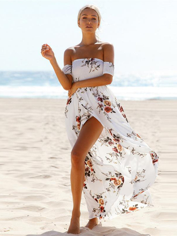 Off Shoulder Split Maxi Dress