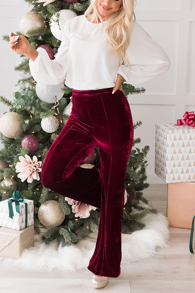 Cheerful Velvet Seam Flares Pants